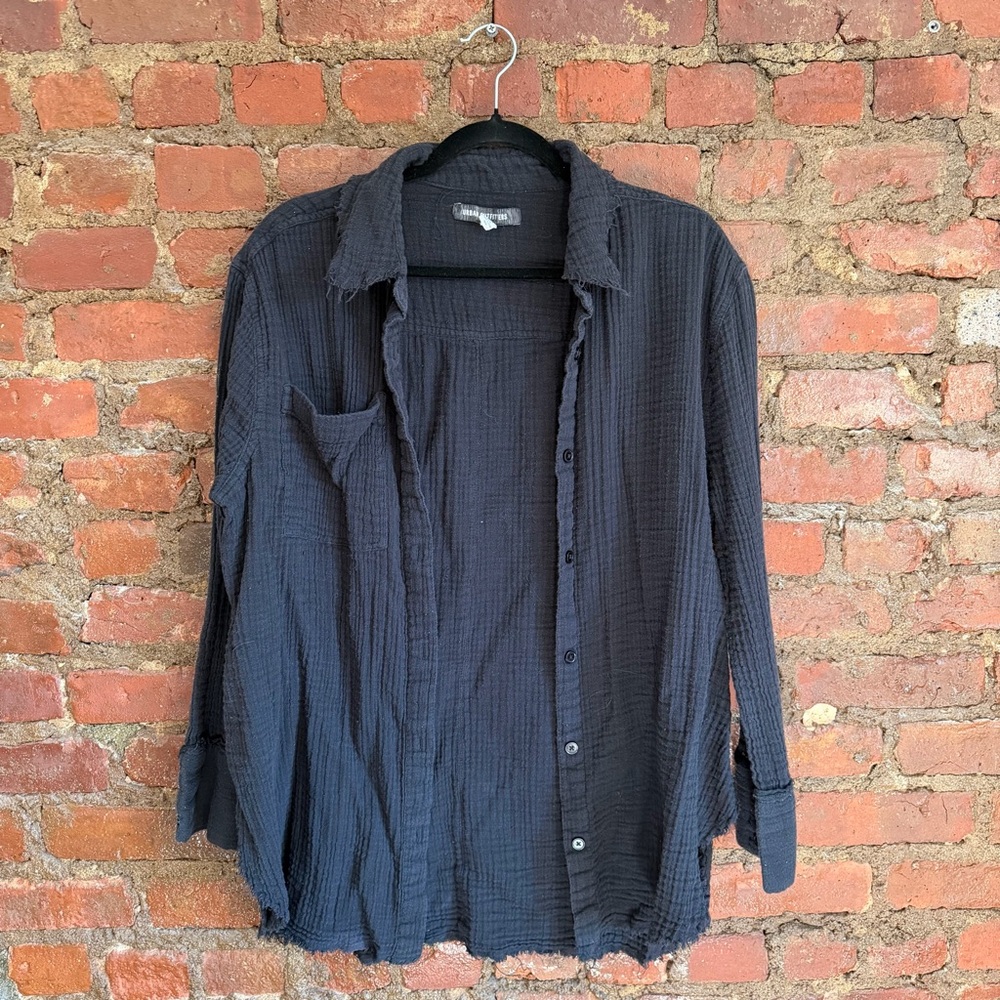 Urban Outfitters Black Gauze Button-Down Shirt